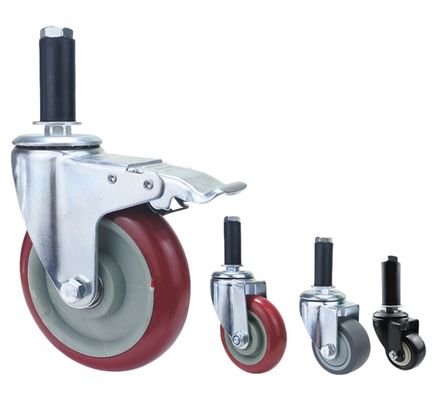 3inch Lean tube casters expansion universal wheel compound wire rod round tube rod brake wheel