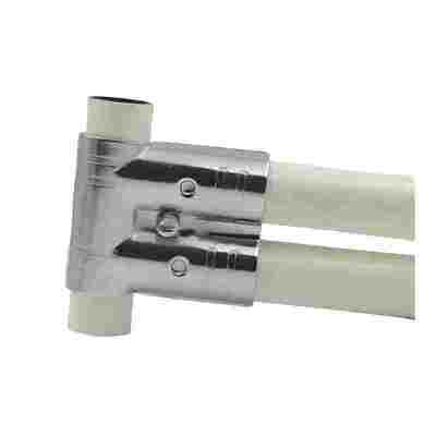 HJ-14 ক্রোমিং প্লাটিং গোলাকার ধাতব পাইপ জয়েন্ট / সংযোগকারী / টিউব সংযোগকারী 3 ওয়ে লিন পাইপ সিস্টেম সমাবেশ লাইন জন্য